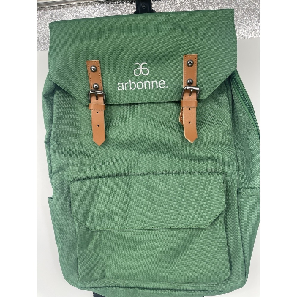 Arbonne Nature BackPack Limited Edition ~ Green W/Brown Straps - Picture 2 of 4